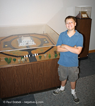 Fort Knox bullion depository model - Goldfinger - on display at the Patton Museum at Fort Knox alongside a mockup piece of gold bullion also used in the film
